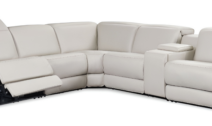 Skyway 6-Piece Power Recliner Sectional with USB Port in Light Gray- Jennifer Furniture