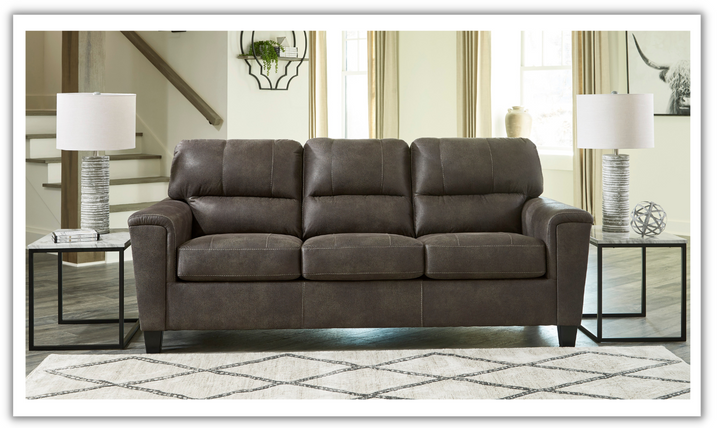 Ashley  Navi 3-Seater Queen Faux Leather Sofa Sleeper