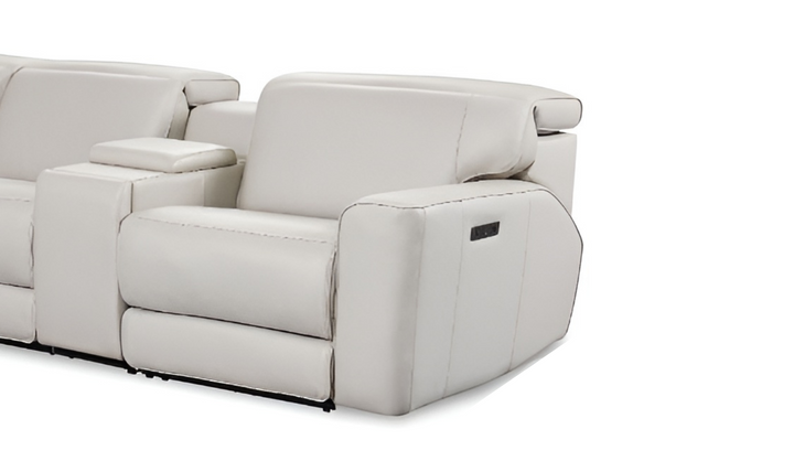 Skyway 6-Piece Power Recliner Sectional with USB Port in Light Gray- Jennifer Furniture