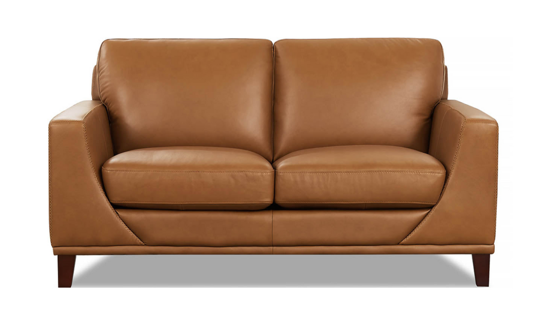 Soma 2-Seater Leather Loveseat With Box Seat Cushions-Jennifer Furniture