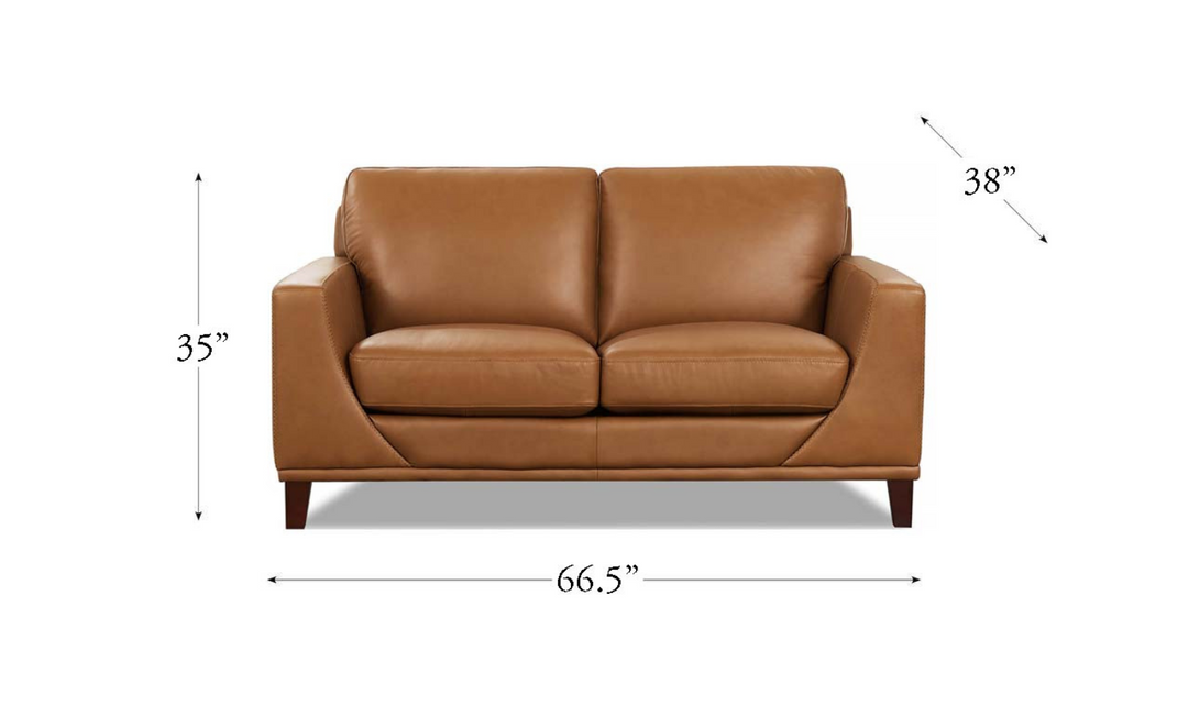 Soma 2-Seater Leather Loveseat With Box Seat Cushions-Jennifer Furniture