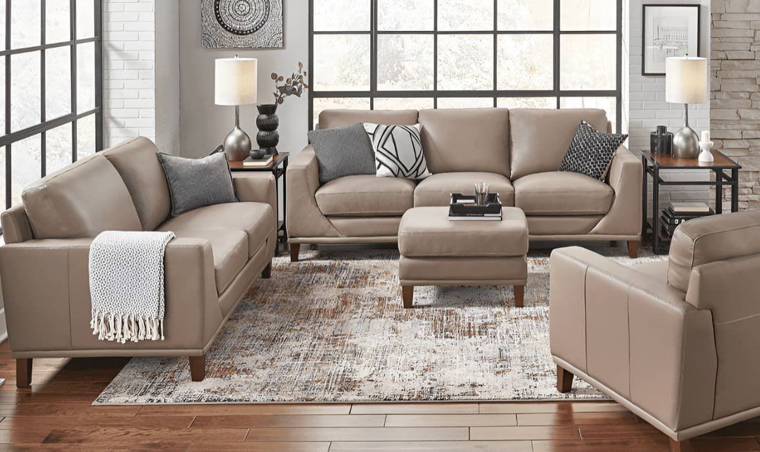 Soma 2-Seater Leather Loveseat With Box Seat Cushions-Jennifer Furniture