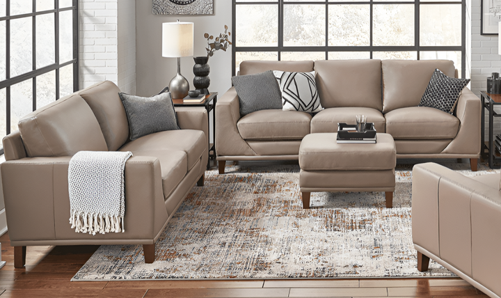 Soma 2-Seater Leather Loveseat With Box Seat Cushions-Jennifer Furniture