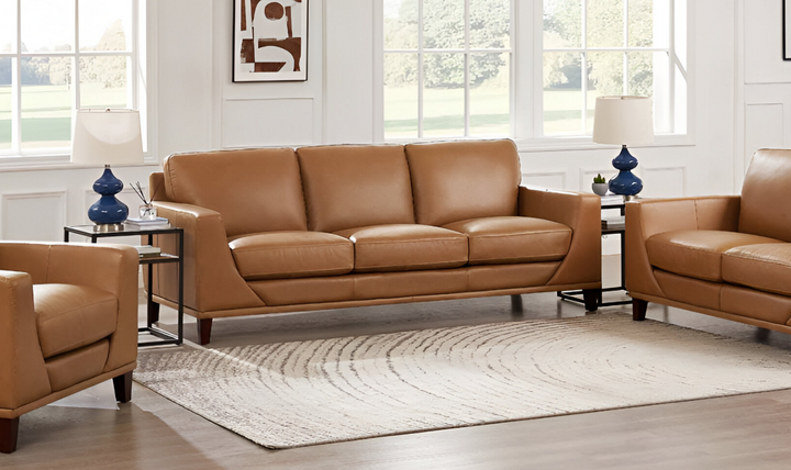 Soma 3-Seater Leather Sofa With Box Seat Cushions-Jennifer Furniture