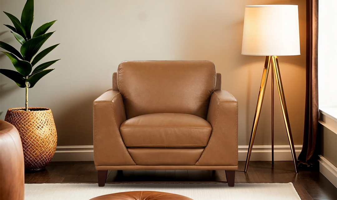 Soma Leather Chair With Box Seat Cushions-Jennifer Furniture