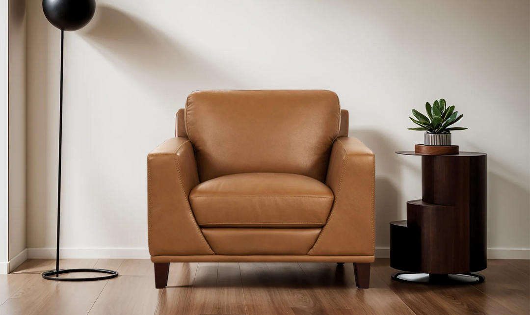 Soma Leather Chair With Box Seat Cushions-Jennifer Furniture