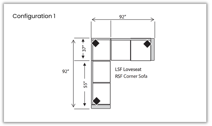 Four Seasons Spencer Modular L-Shaped Sectional Sofa with Track Arms