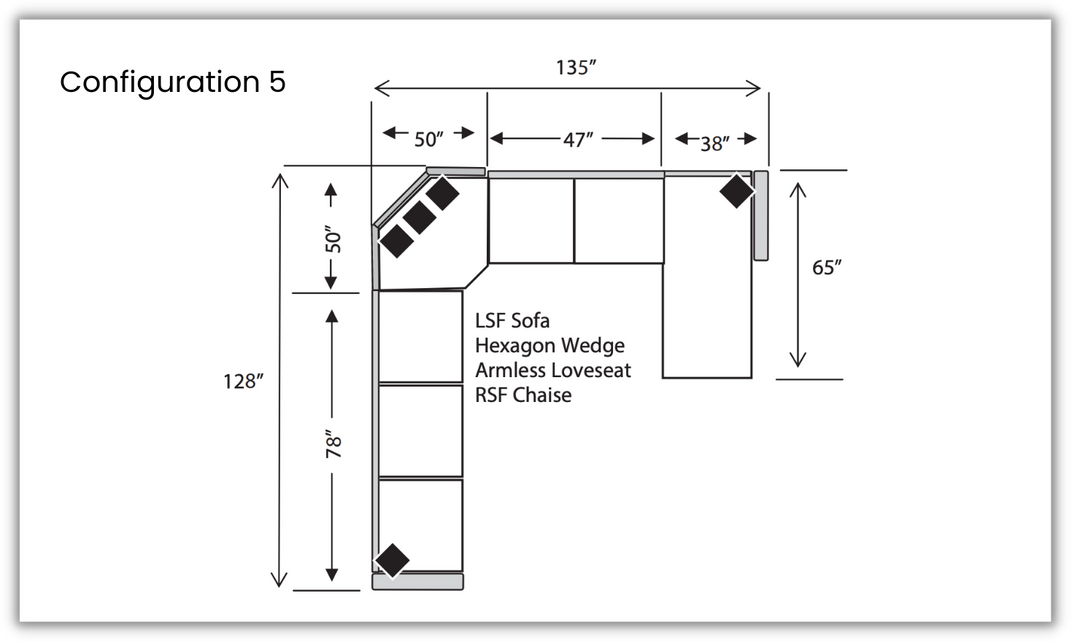 Four Seasons Spencer Modular L-Shaped Sectional Sofa with Track Arms