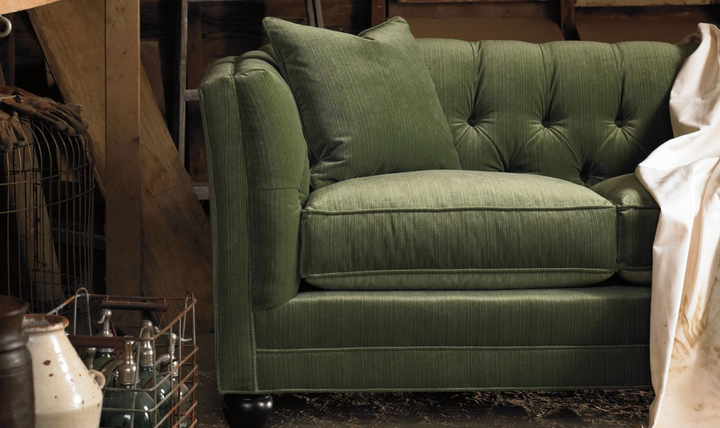 ROWE Stevens 3-Seater Tufted Back Fabric Queen Sleeper Sofa in Green