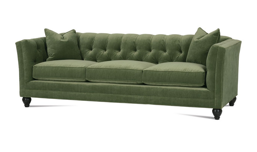 ROWE Stevens 3-Seater Tufted Back Fabric Queen Sleeper Sofa in Green