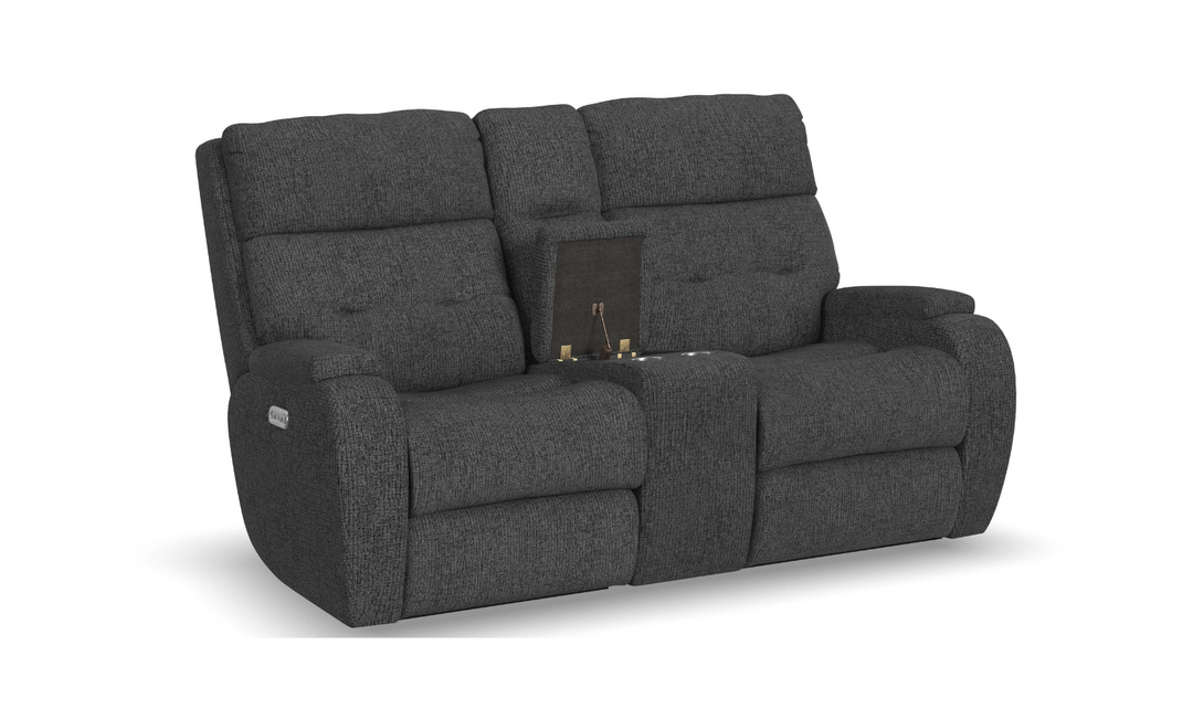 Strait Power Reclining Loveseat With Power Headrests-jenniferfurniture