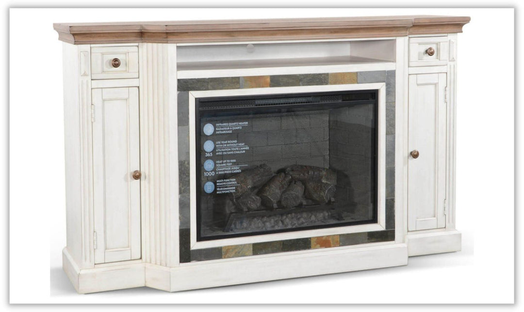 Sunny Designs Mantle Fireplace With Log Insert