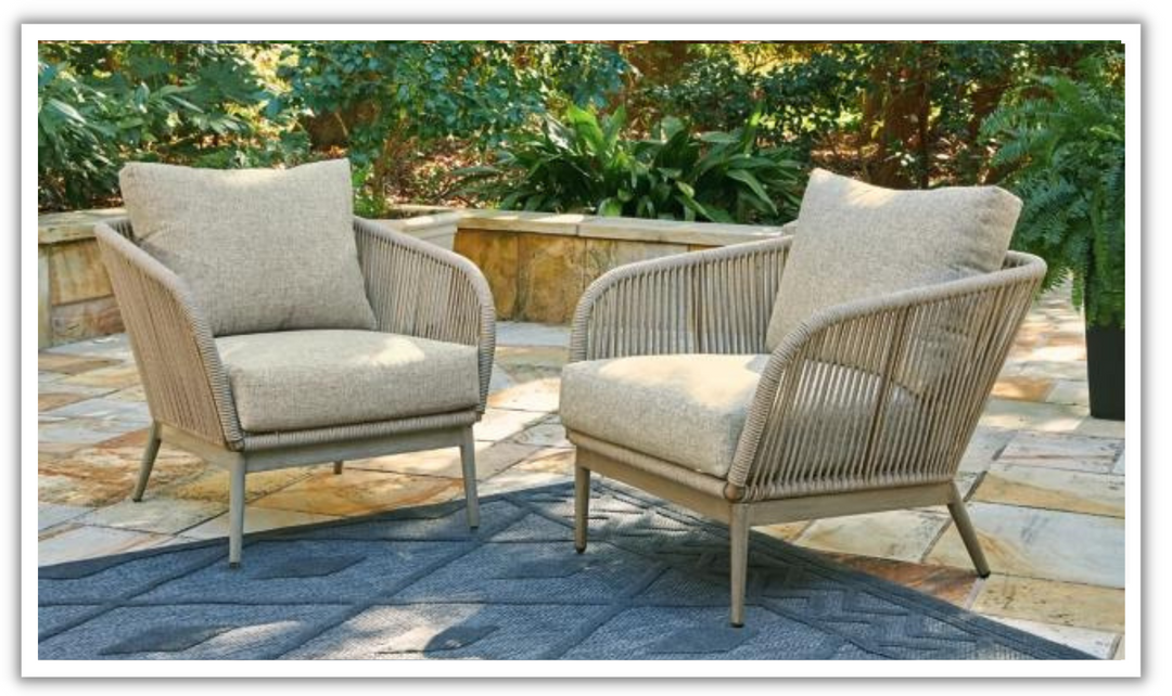 Ashley Swiss Valley Fabric Outdoor Living Room Set with Cushion