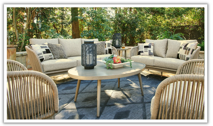 Ashley Swiss Valley Fabric Outdoor Living Room Set with Cushion