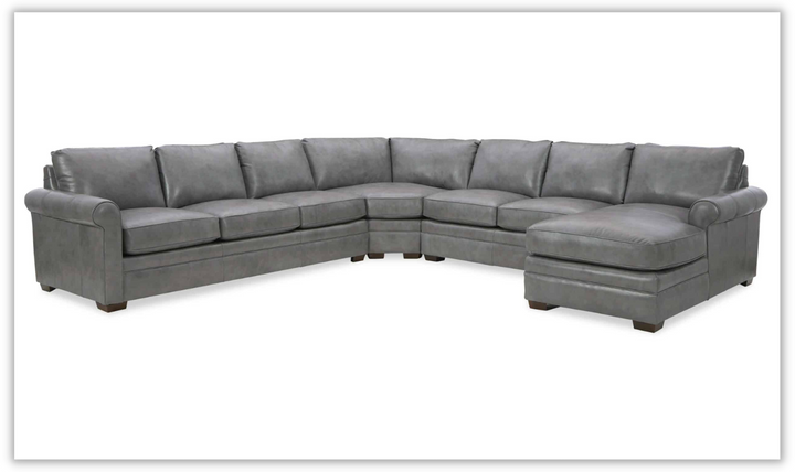 Craftmaster Sydney 3-Piece Leather Power Sectional Sofa in Gray