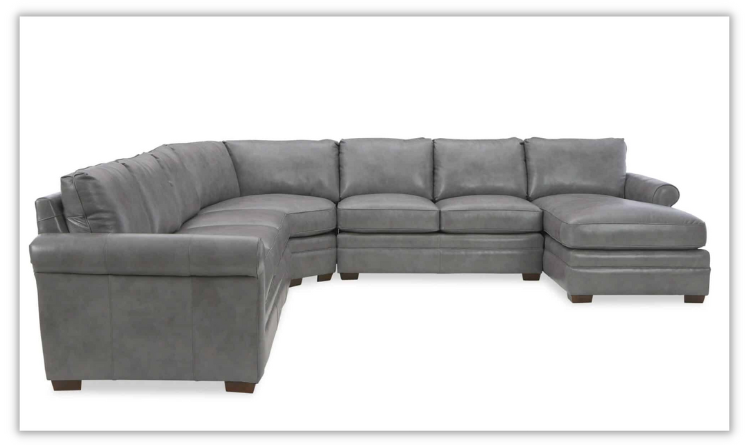 Craftmaster Sydney 3-Piece Leather Power Sectional Sofa in Gray