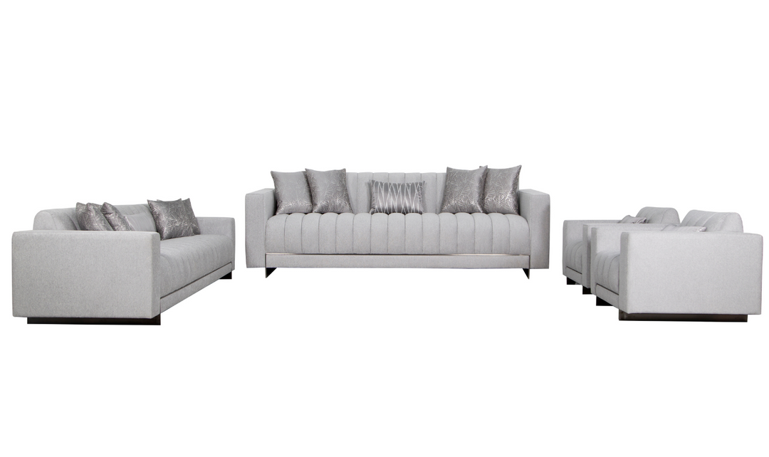 Gio Italia Talento 2 Pieces Living Room Set in Light Gray (Sofa + Chair)