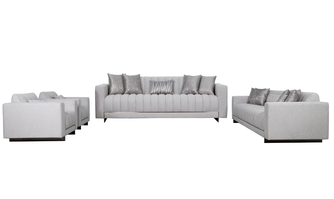 Gio Italia Talento 2 Pieces Living Room Set in Light Gray (Sofa + Chair)