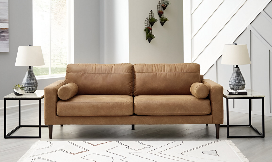 Ashley  Telora 2-Seater Caramel Leather Sofa with Track Arms