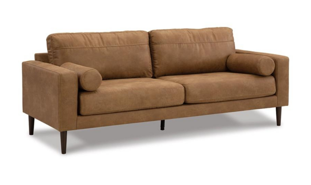 Ashley  Telora 2-Seater Caramel Leather Sofa with Track Arms