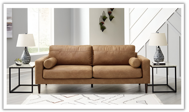 Ashley  Telora 2-Seater Caramel Leather Sofa with Track Arms