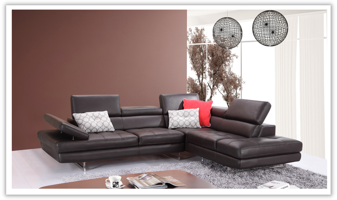 Buy Temps Calme Leather Sectional Sofa with Tufted Seat