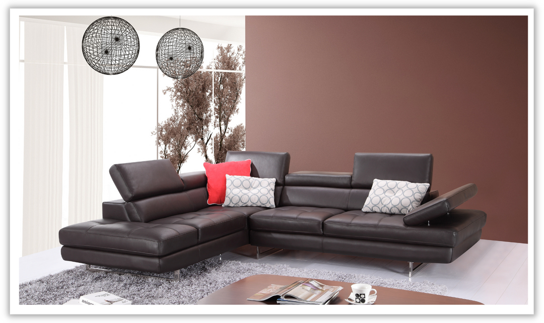 Buy Temps Calme Leather Sectional Sofa with Tufted Seat