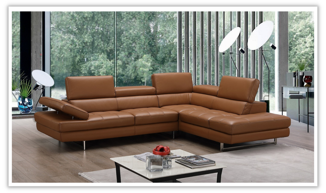 Buy Temps Calme Leather Sectional Sofa with Tufted Seat