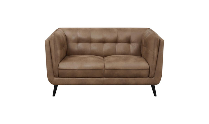 Coaster Furniture Thatcher Tufted Back Cushion Arm Loveseat in Dark Brown-Jennifer Furniture