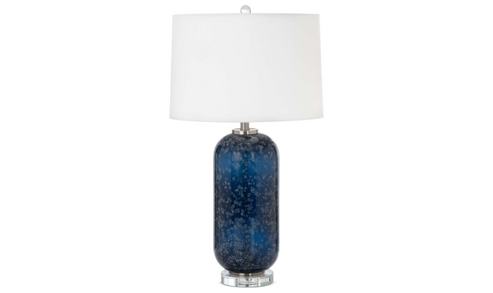 Tootsie 30" Blue Glass Table Lamp w/ Crystal Base, (Set of 2)