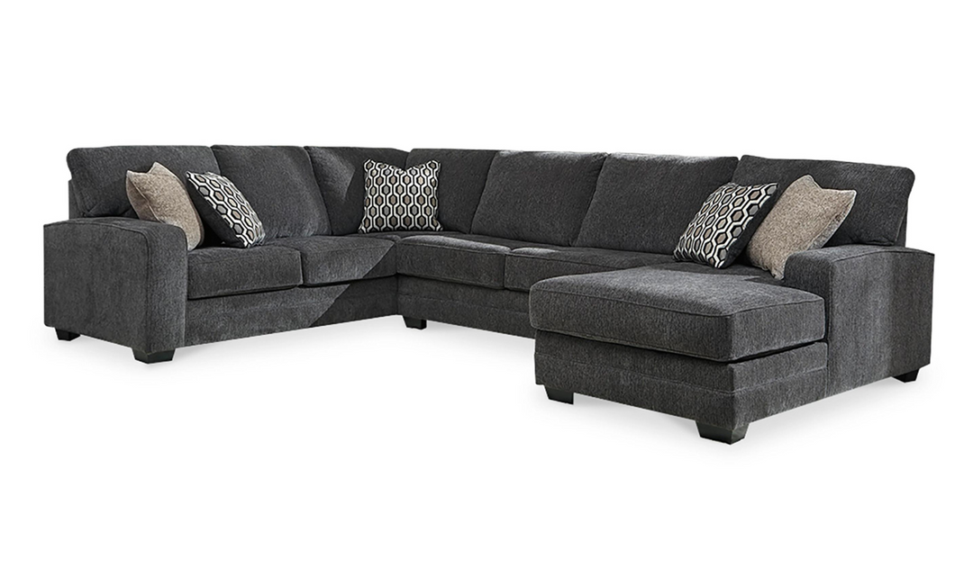 Ashley  Tracling 3-Piece Fabric Sectional With Chaise In Slate-Jennifer Furniture