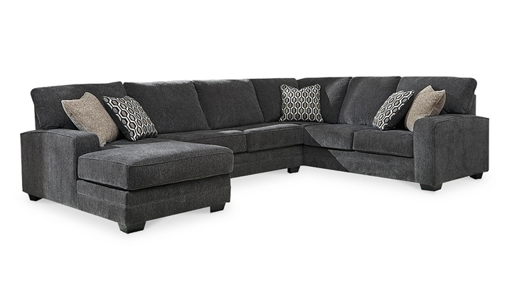 Ashley  Tracling 3-Piece Fabric Sectional With Chaise In Slate-Jennifer Furniture