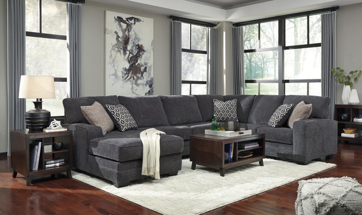 Ashley  Tracling 3-Piece Fabric Sectional With Chaise In Slate-Jennifer Furniture