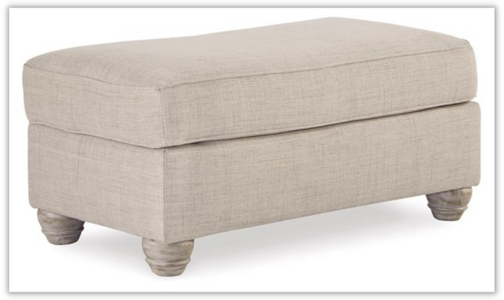 Ashley  Traemore Firmly Cushioned Fabric Ottoman In Linen