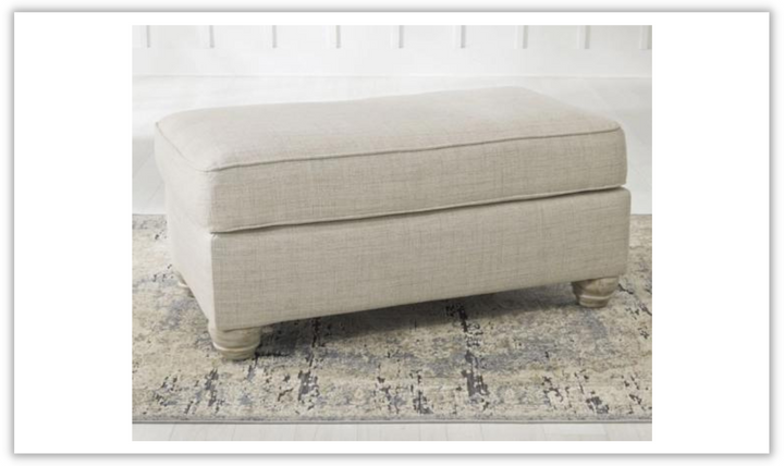 Ashley  Traemore Firmly Cushioned Fabric Ottoman In Linen