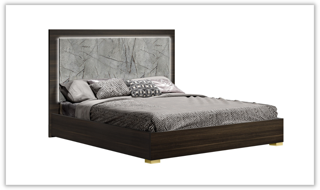 Jennifer Italia Travertine Premium Bed With LED Headboard (Queen / King)