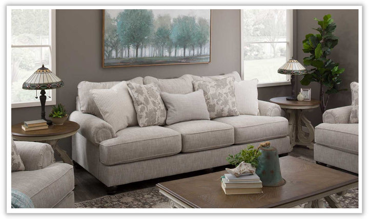 Ashley  Asanti 3-Seater Fog Fabric Sofa with Rolled Arms