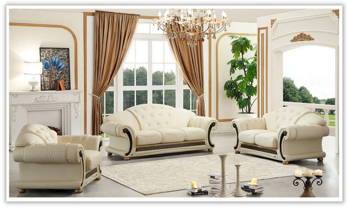 ESF Furniture Apolo Italian Leather Living Room Set with Tufted Seats