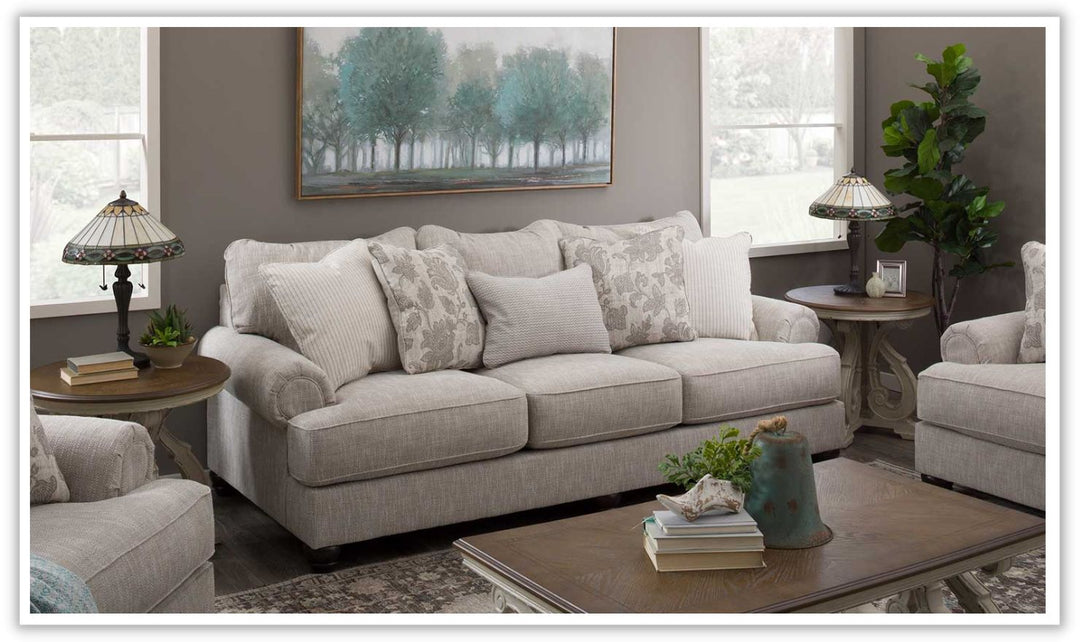 Ashley  Asanti 3-Seater Fog Fabric Sofa with Rolled Arms