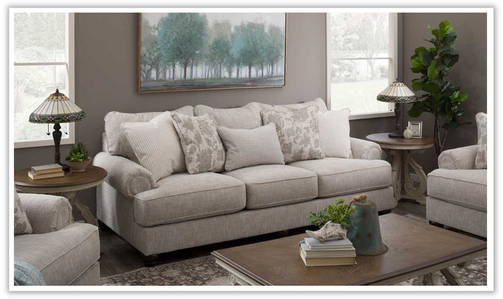 Ashley  Asanti 3-Seater Fog Fabric Sofa with Rolled Arms