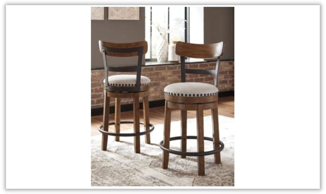 Valebeck Counter Height Wooden Bar Stool with Curved Back