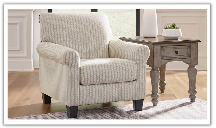 Valerani Fabric Rolled Arm Accent Chair in Sandstone