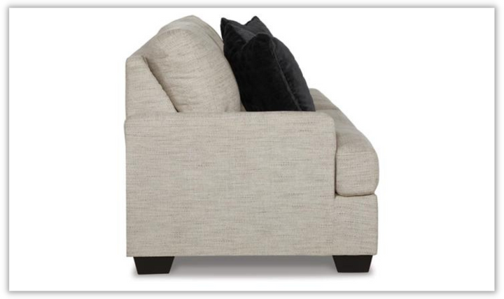 Vayda 2-Seater Pebble Fabric Loveseat With Fur Accent Pillows