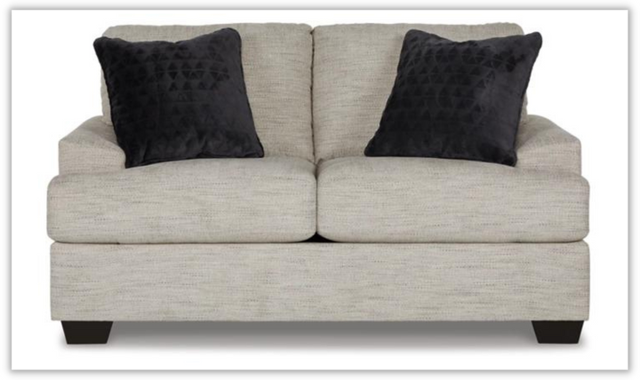 Vayda 2-Seater Pebble Fabric Loveseat With Fur Accent Pillows