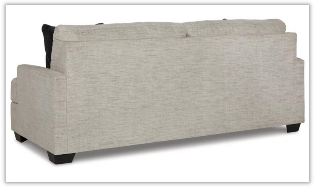 Vayda 87" Fabric Sofa With Fur Accent Pillows