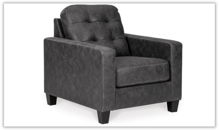 Venaldi Tufted Back Leather Chair in Gunmetal Gray