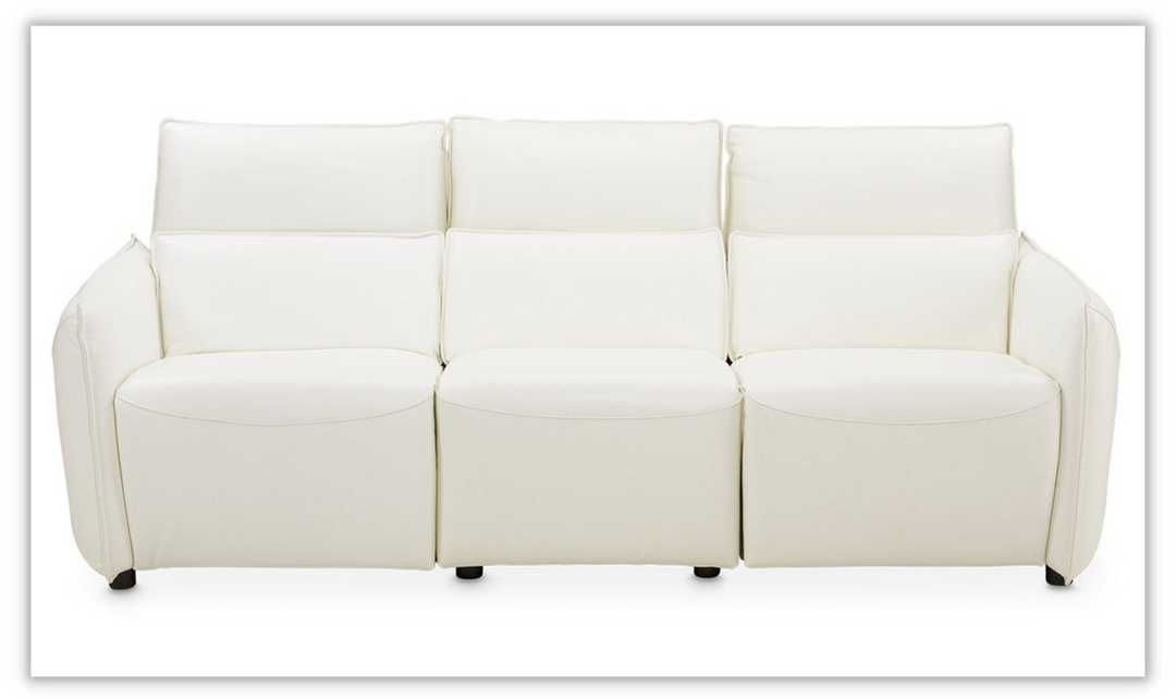 AICO Verona 3-Seater White Leather Power Motion Sofa