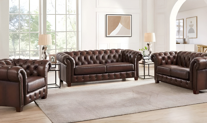 Versailles 2-Seater Leather Sofa With Rolled Arms-Jennifer Furniture