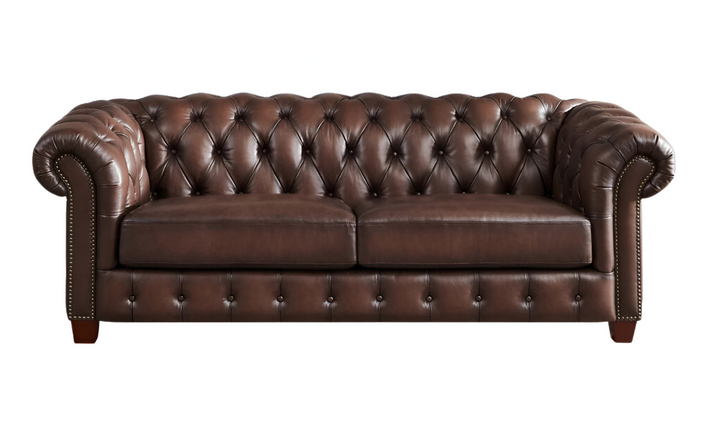 Versailles 2-Seater Leather Sofa With Rolled Arms-Jennifer Furniture