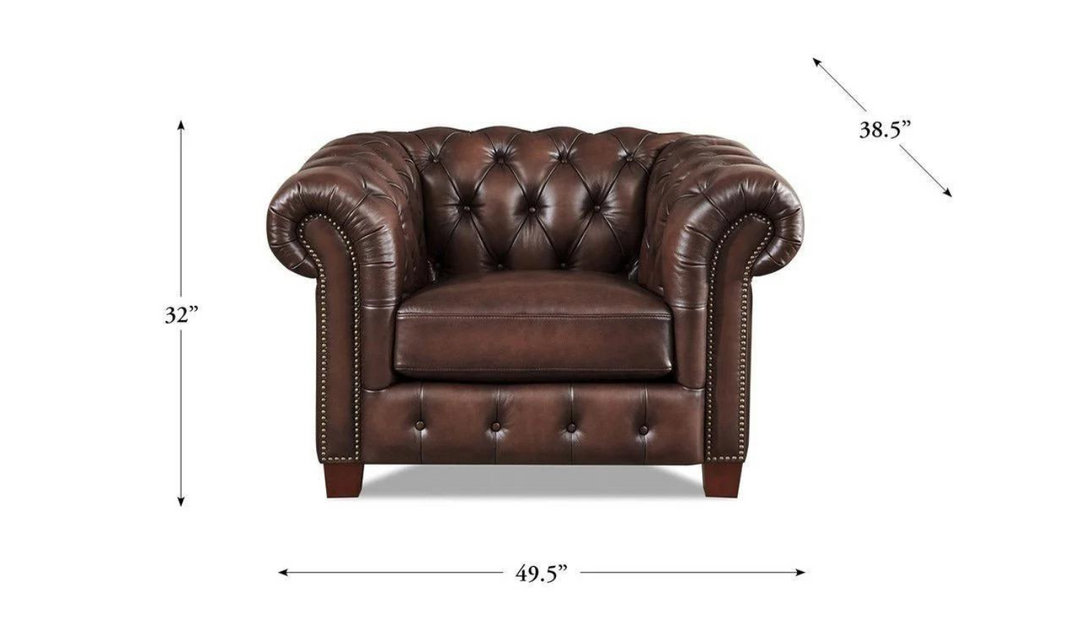 Versailles Leather Chair With Rolled Arms-Jennifer Furniture